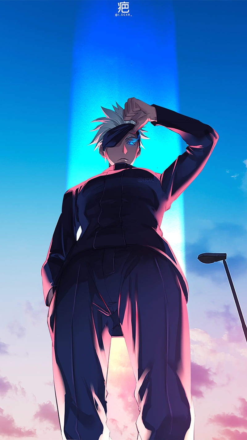 Satoru Gojo Pink Purple Sky Background Jujutsu Kaisen Hd Wallpaper ...