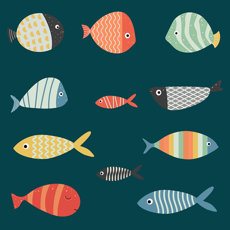 Set of colorful freshwater aquarium cute cartoon style fishes for pattern  design, HD phone wallpaper | Peakpx