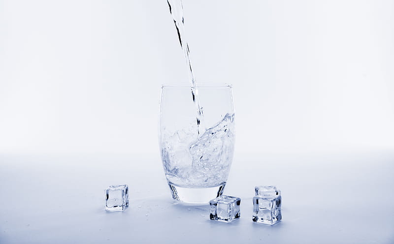 Pouring Water into a Glass Ultra, Elements, Water, Cold, Glass, drink, refreshing, aesthetic, icecubes, HD wallpaper
