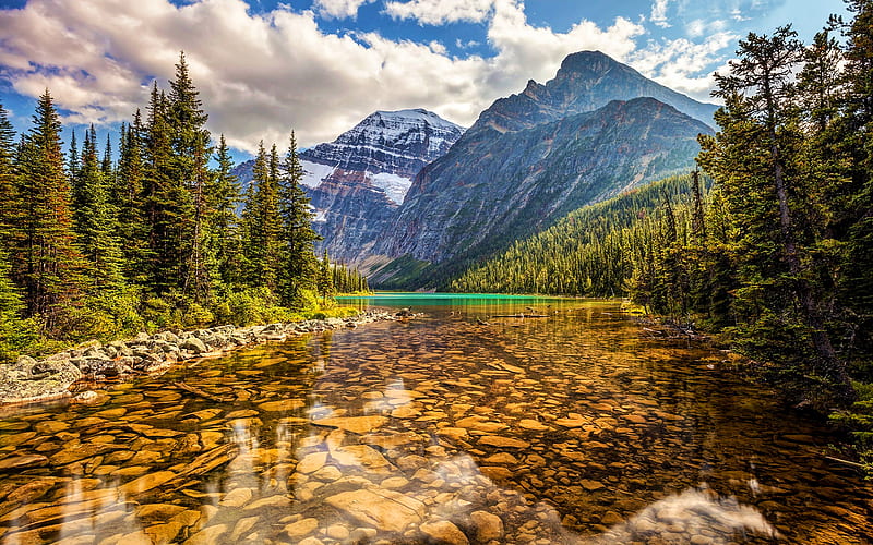 Jasper National Park, R, summer, mountains, Canada, beautiful nature, mountain river, Northern America, canadian nature, HD wallpaper