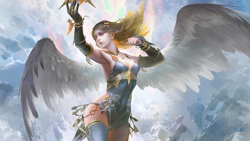 Fantasy Girl With Wings, fantasy-girls, behance, artwork, digital-art, HD wallpaper