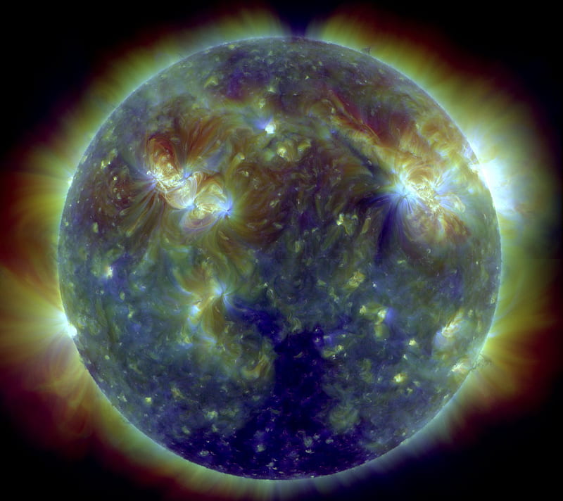 Sun In Ultraviolet, corona, false color, solar, sun, ultraviolet, HD wallpaper