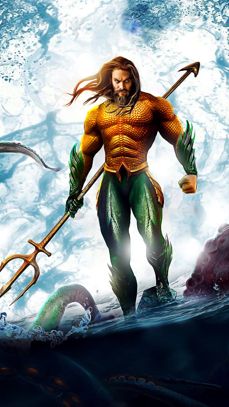 Aquaman, desenho, art, painting, colors, landscape awesome, stylish, attractive, admirable, HD phone wallpaper