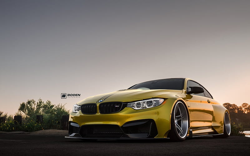 BMW M4, 2016, Vorsteiner GTRS4, golden BMW, golden M4, tuning M4, HD wallpaper