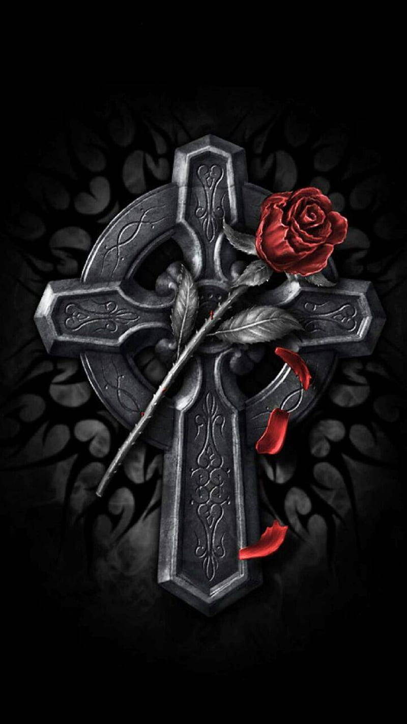 Rose and cross, crosses, logo, logos, masonic, raven, ravens, snake, symbols, HD phone wallpaper