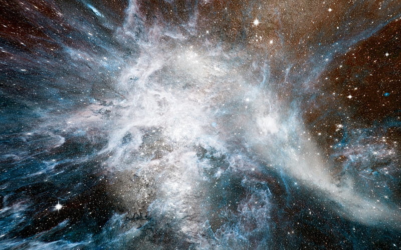 White Dusty Nebula, Stars, Nebula, Clouds, Space, Universe, Cosmos, White, Galaxies, HD wallpaper
