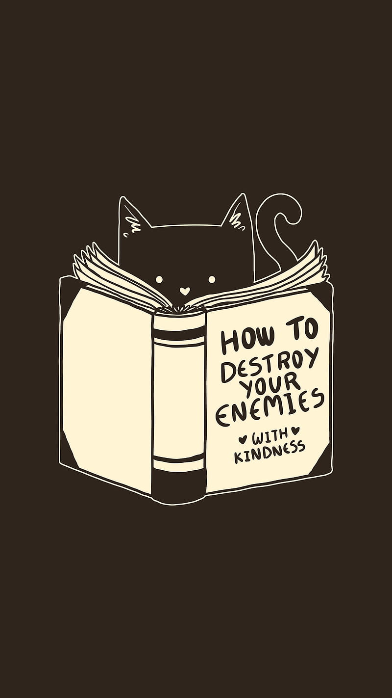 how to destroy your en, Tobe, animals, book, book lover, cats, funny, kitten, kitty, minimal, HD phone wallpaper