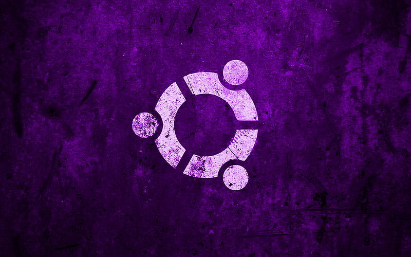 Ubuntu violet logo, violet stone background, Linux, creative, Ubuntu, grunge, Ubuntu stone logo, artwork, Ubuntu logo, HD wallpaper