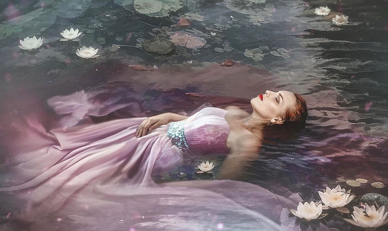 Ophelia, woman, lady, lake, water, Shakespeare, HD wallpaper