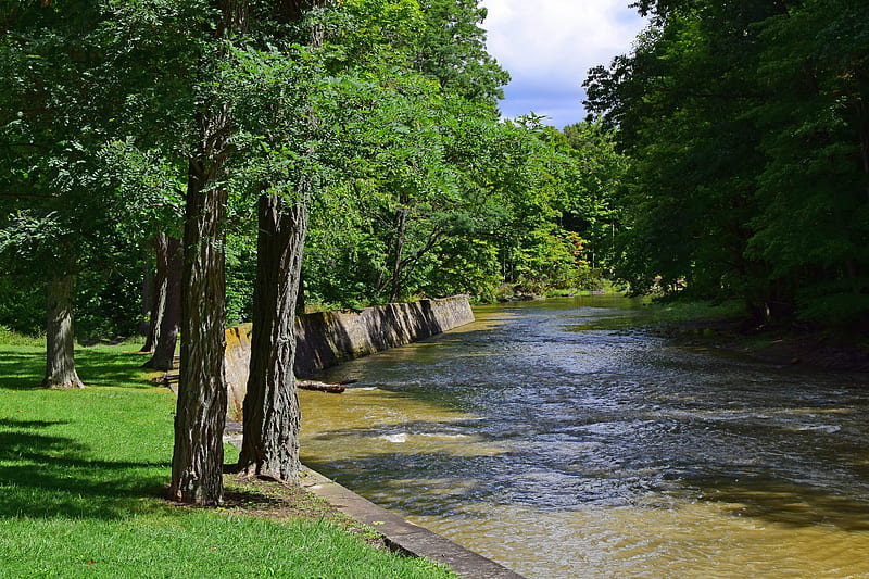 The Rocky River in Rocky River, Ohio, up, Rocky, River, Stirred, HD wallpaper