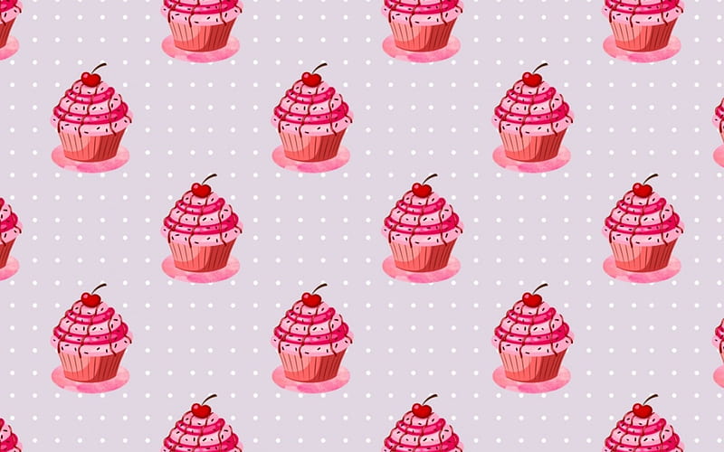 Texture, pattern, red, food, sweet, dessert, cupcakes, paper, pink, cherry, HD wallpaper