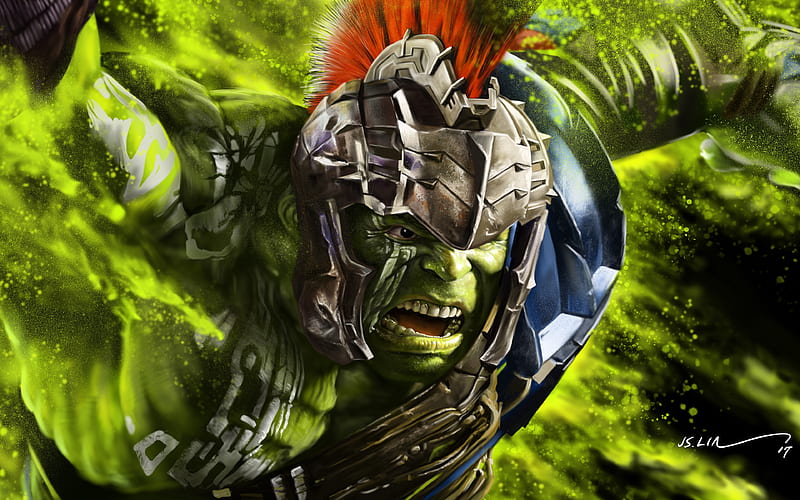 Hulk, superheroes, art, Tor Ragnarok, HD wallpaper