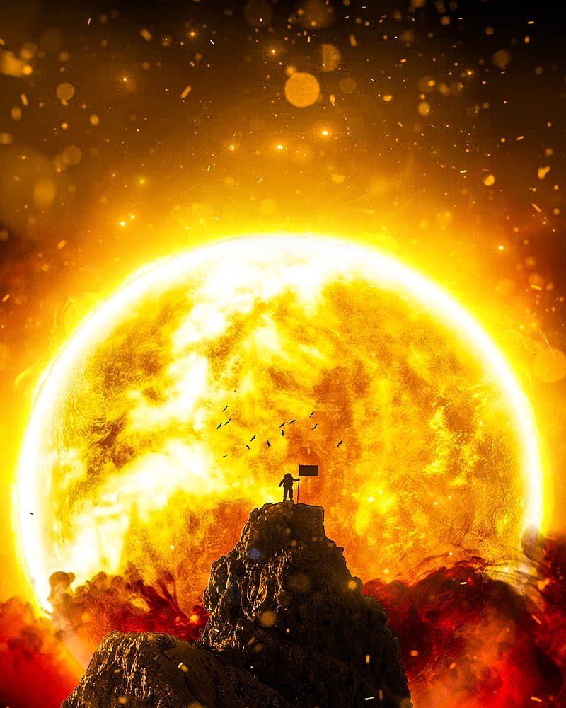Astronaut Fire Background