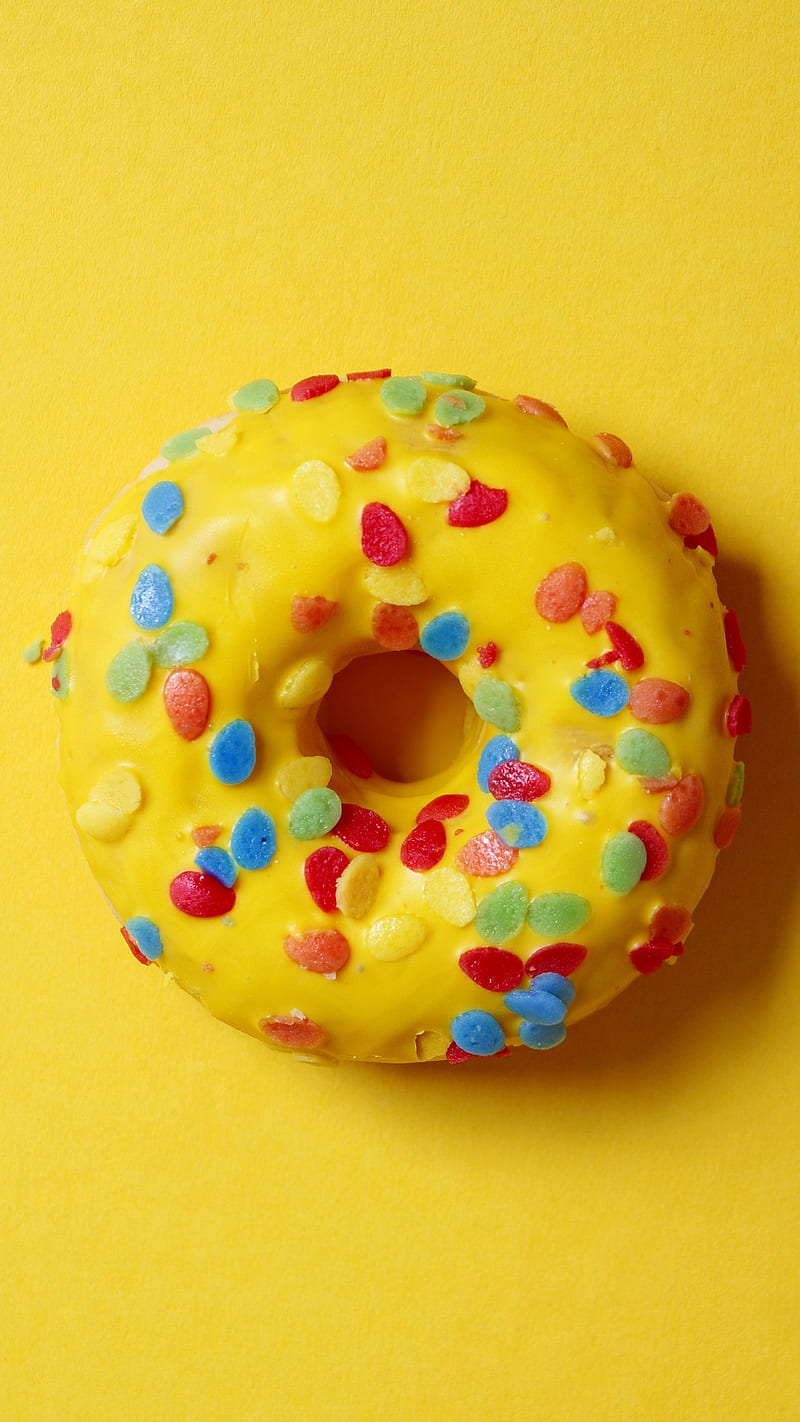 Yellow Donut , sweet, dessert, glaze, pastry, food, yellow donut, HD phone wallpaper