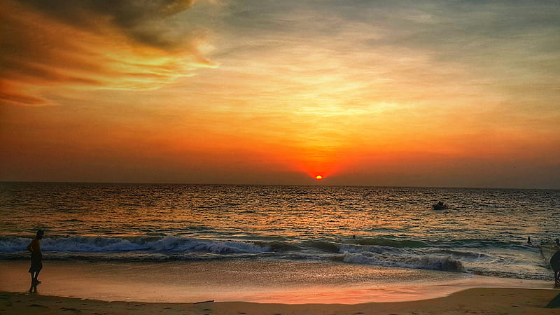 SUNSET, sun, beach, noon, srilanka, HD wallpaper