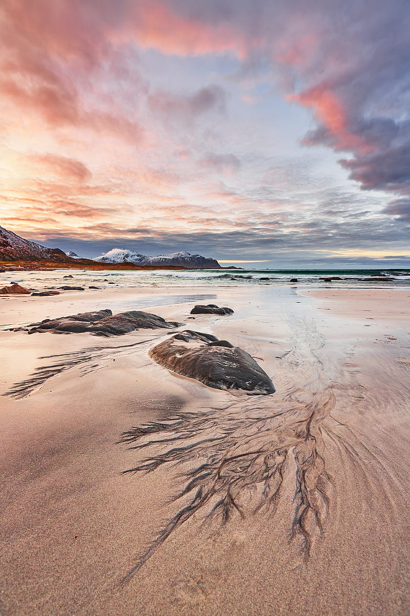 coast, sand, rocks, horizon, sea, HD phone wallpaper