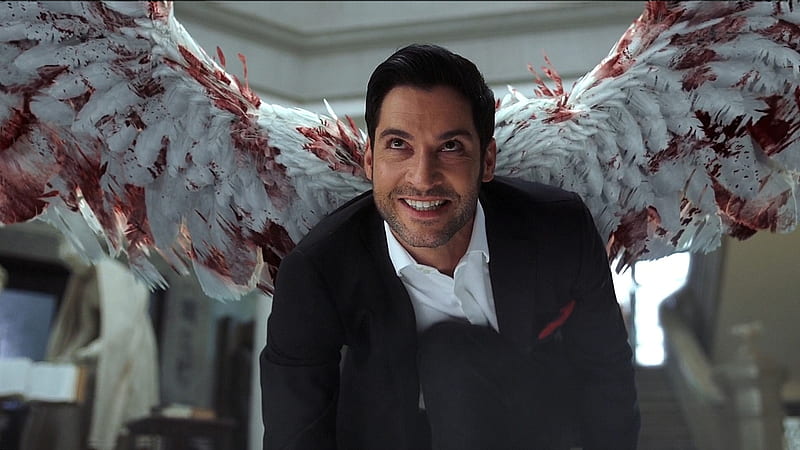 Lucifer (TV Series 2015– ), demon, wings, angel, tv series, lucifer, man, Tom Ellis, actor, HD wallpaper