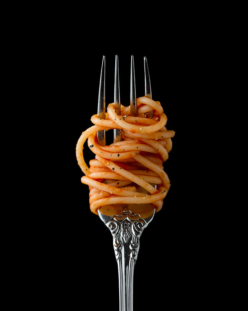 fork with spaghetti, HD phone wallpaper
