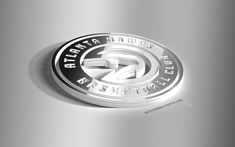 Atlanta Hawks, 3D steel logo, American Basketball Club, 3D emblem, NBA, Georgia, USA, Atlanta Hawks 3D metal emblem, National Basketball Association, football, creative 3d art, basketball, HD wallpaper