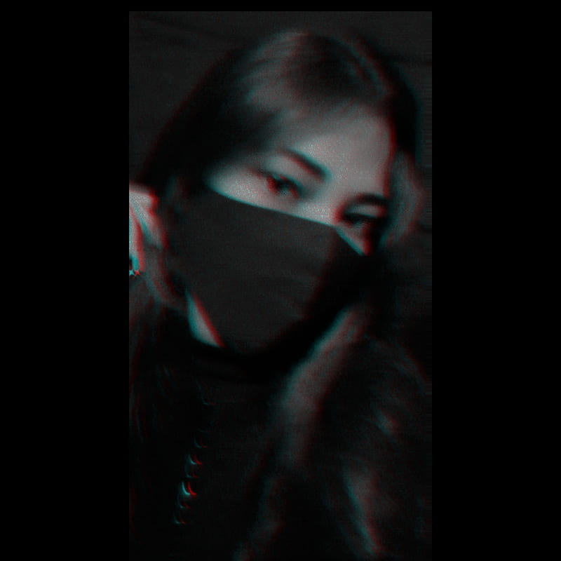 Black blurry mask girl, stylish, blurry girl, mask up, HD phone wallpaper