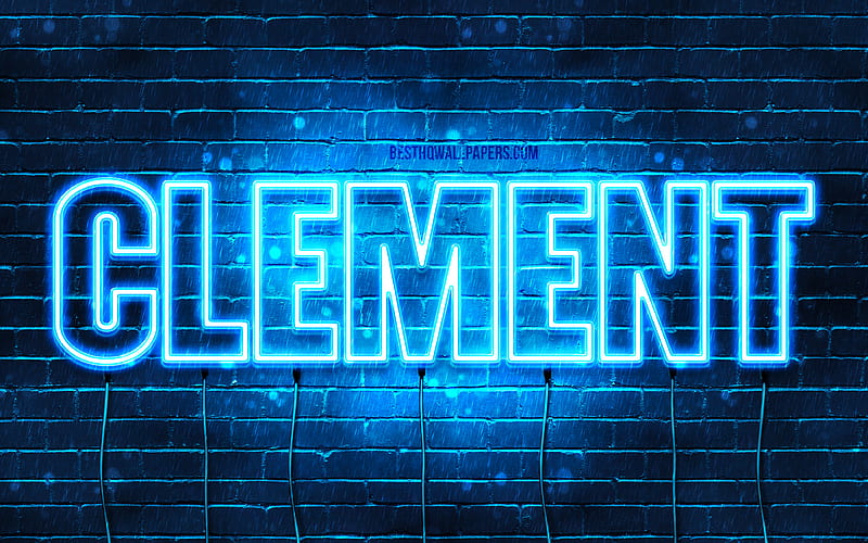 Clement with names, Clement name, blue neon lights, Happy Birtay Clement, popular french male names, with Clement name, HD wallpaper