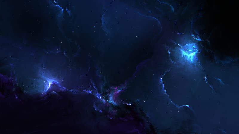 blue nebula, galaxy, stars, gas cloud, Space, HD wallpaper