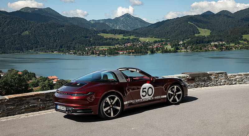 2021 Porsche 911 Targa 4S Heritage Design Edition (Color: Cherry Metallic) - Rear Three-Quarter , car, HD wallpaper