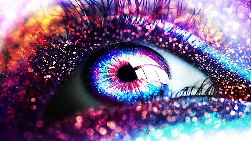 Closeup View Glittering Eye Makeup Glitter, HD wallpaper