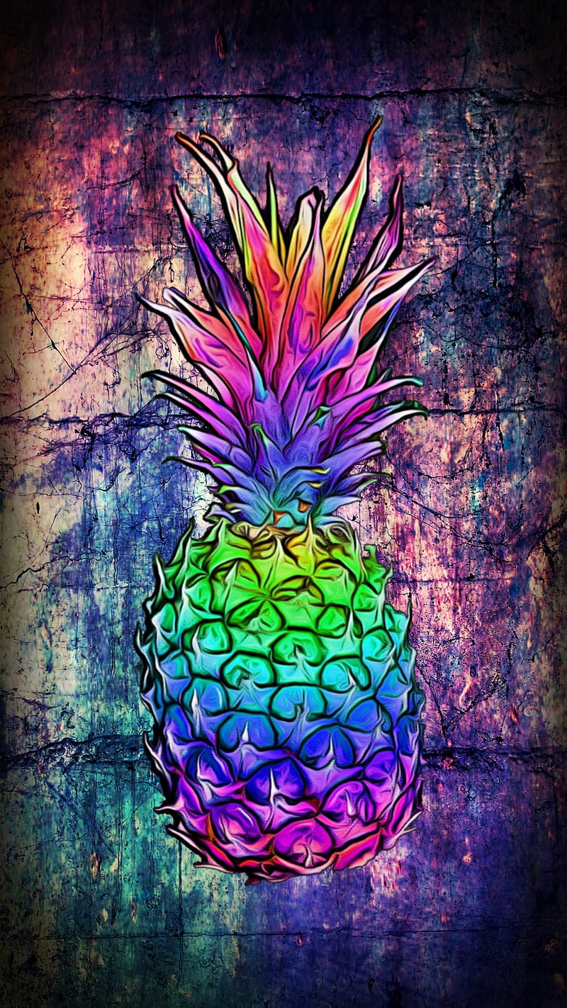 Rainbow pineapple, ElectricJAC, Pine, abstract, apple, art, bright, candy, love, peace, pride, HD phone wallpaper