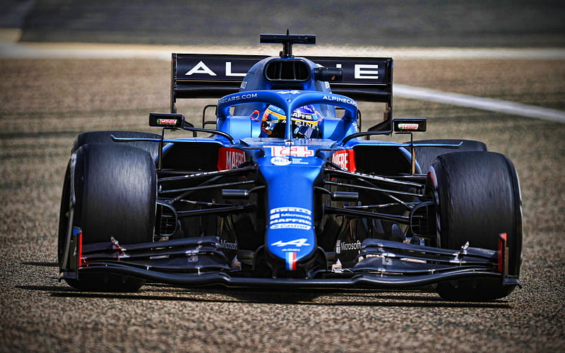 Fernando Alonso close-up, Alpine A521, 2021 F1 cars, Formula 1, sportscars, Alpine F1 Team, new A521, F1, Alpine 2021, F1 cars, HD wallpaper