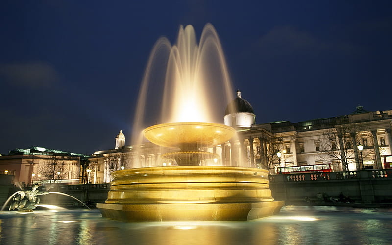 Trafalgar Square fountain-London graphy, HD wallpaper