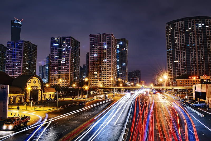 Time Lapse graphy of City Road at Nighttime, HD wallpaper