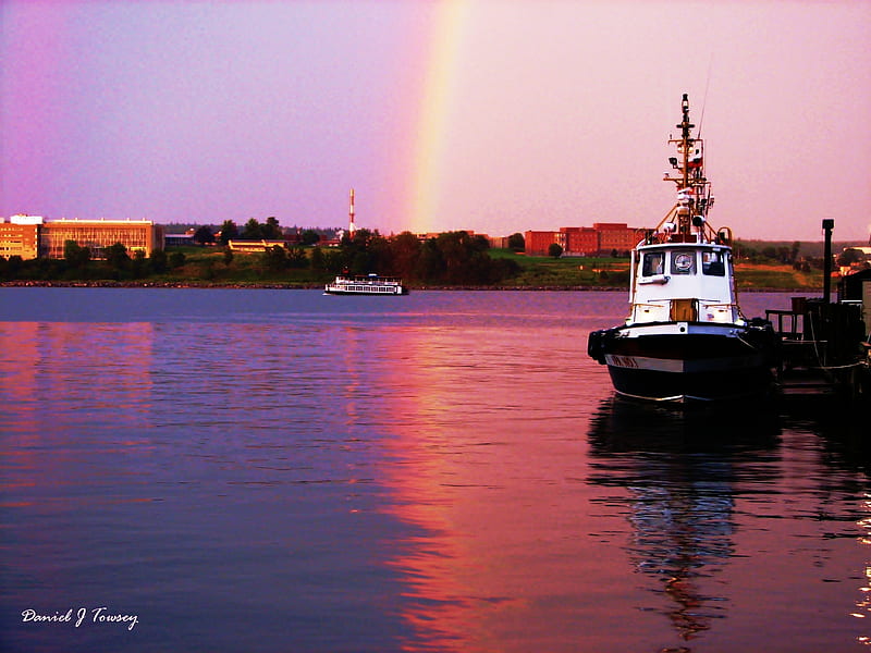 Rainbow Over Halifax Harbour, pilot boat rainbow, danieltowsey, daniel j towsey, HD wallpaper