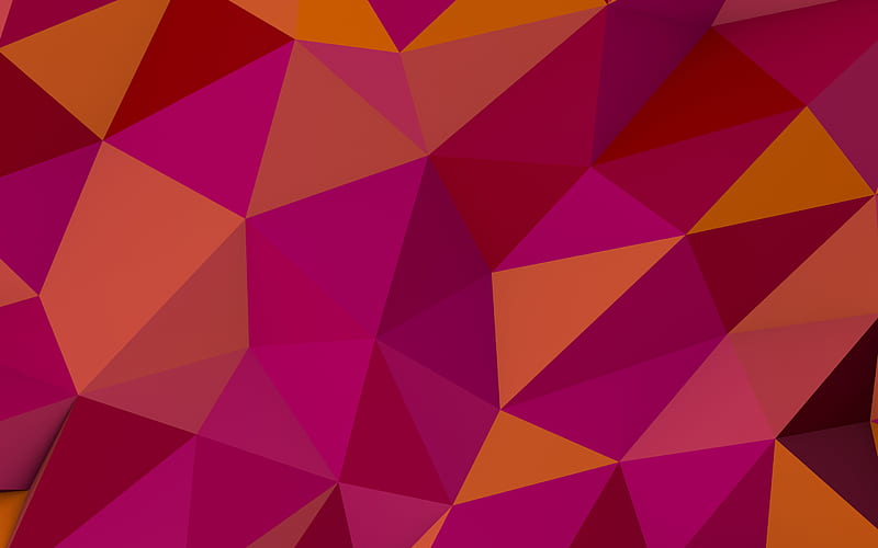 polygon abstraction, orange abstraction background, polygon background, creative orange backgrounds, polygon pink pattern, HD wallpaper