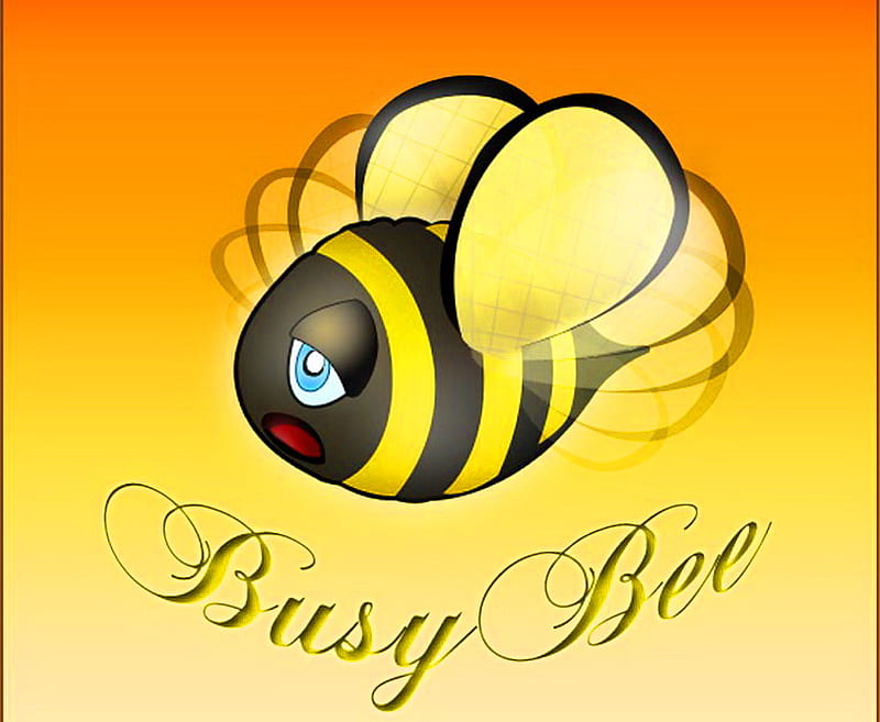 Anita, bee, busy bee, stripes, orange, black, yellow, abstract, HD wallpaper