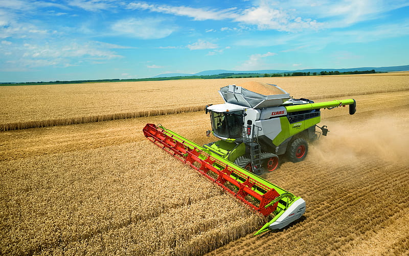 Claas Lexion 8700, harvester, harvesting concepts, Combine harvester, combine on tracks, Wheat field, agricultural machines, Claas, HD wallpaper