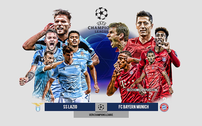 Lazio vs Bayern Munich, Eighth-finals, UEFA Champions League, Preview, promotional materials, football players, Champions League, football match, Lazio, Bayern Munich FC, HD wallpaper