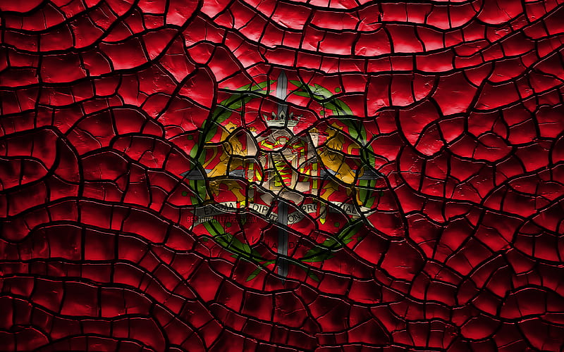 Flag of Valladolid spanish provinces, cracked soil, Spain, Valladolid flag, 3D art, Valladolid, Provinces of Spain, administrative districts, Valladolid 3D flag, Europe, HD wallpaper