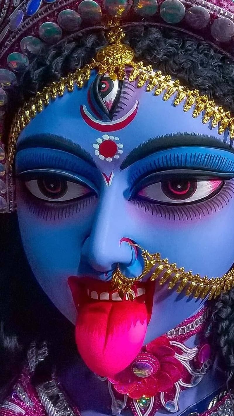Kali Maa Blue color Idol, kali maa, bhakti, HD phone wallpaper