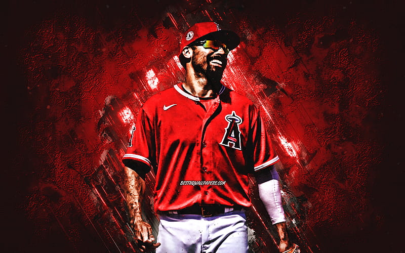 Anthony Rendon, Los Angeles Angels, MLB, american baseball player, portrait, red stone background, baseball, Major League Baseball, HD wallpaper