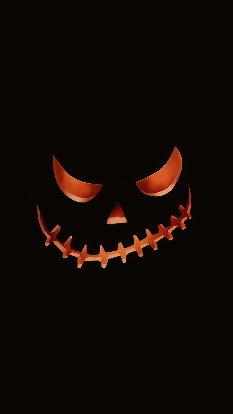 Halloween, Phone, black, face, pumpkin, scary, simple, smile, spooky, HD phone wallpaper