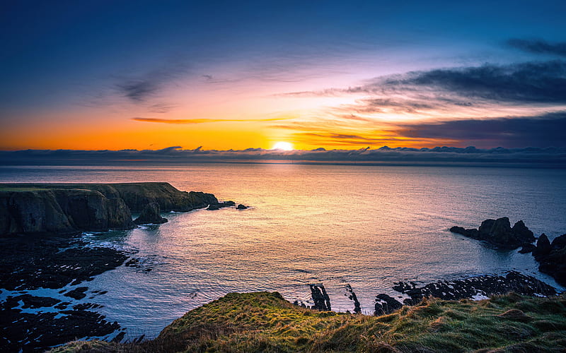 Aberdeen Coast Sunrise Scotland 2021 Scenery, HD wallpaper