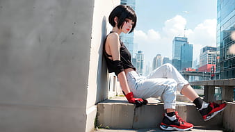 2520x1080] I made an ultra-wide Mirror's Edge wallpaper of old Faith, and  new Faith. • /r/wallpapers