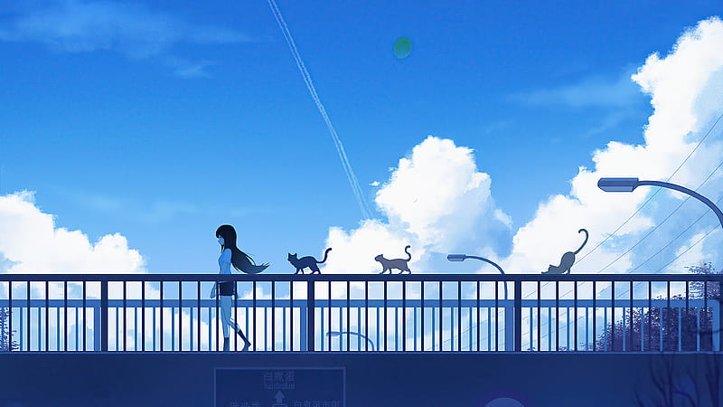 Footbridge Walk Anime Girl , anime-girl, anime, artist, artwork, digital-art, artstation, HD wallpaper