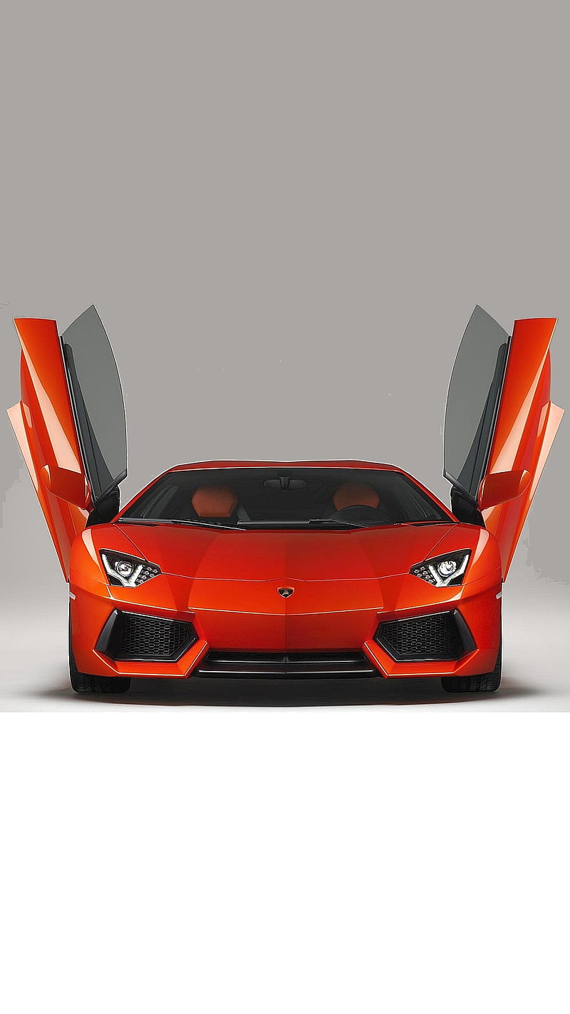 Lamborghini, aventador, gull wing doors, red, HD phone wallpaper
