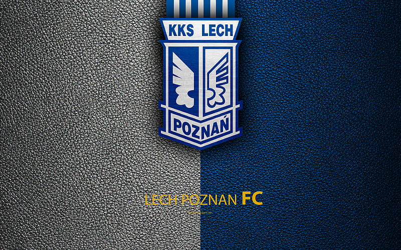 Lech Poznan FC football, emblem, logo, Polish football club, leather texture, Ekstraklasa, Poznan, Poland, Polish Football Championships, HD wallpaper