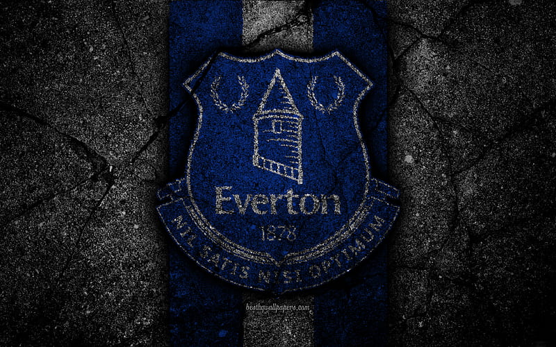 Everton FC logo, Premier League, grunge, England, asphalt texture, Everton, black stone, soccer, football, FC Everton, HD wallpaper