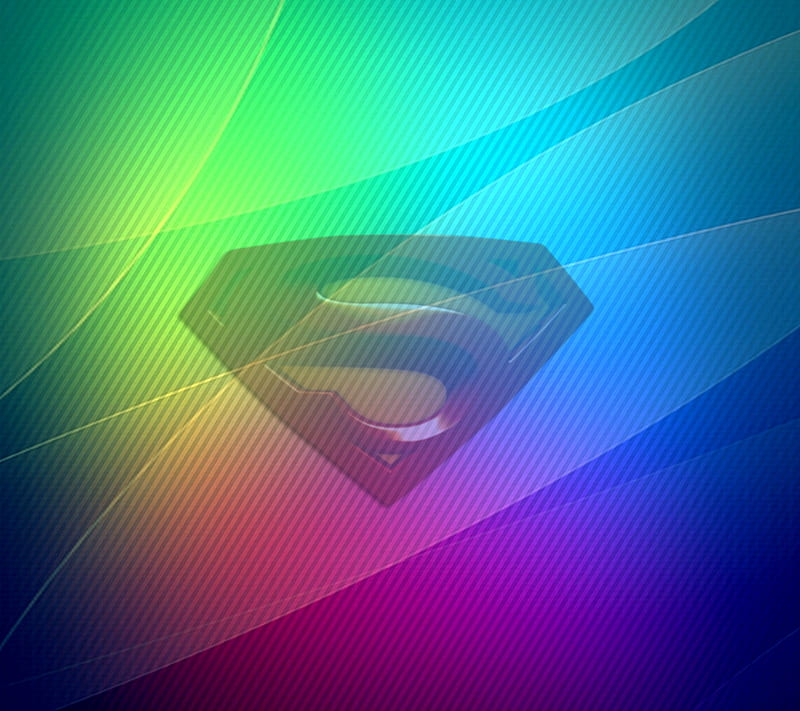 superman, abstract, colors, lights, logo, neon, shades, HD wallpaper