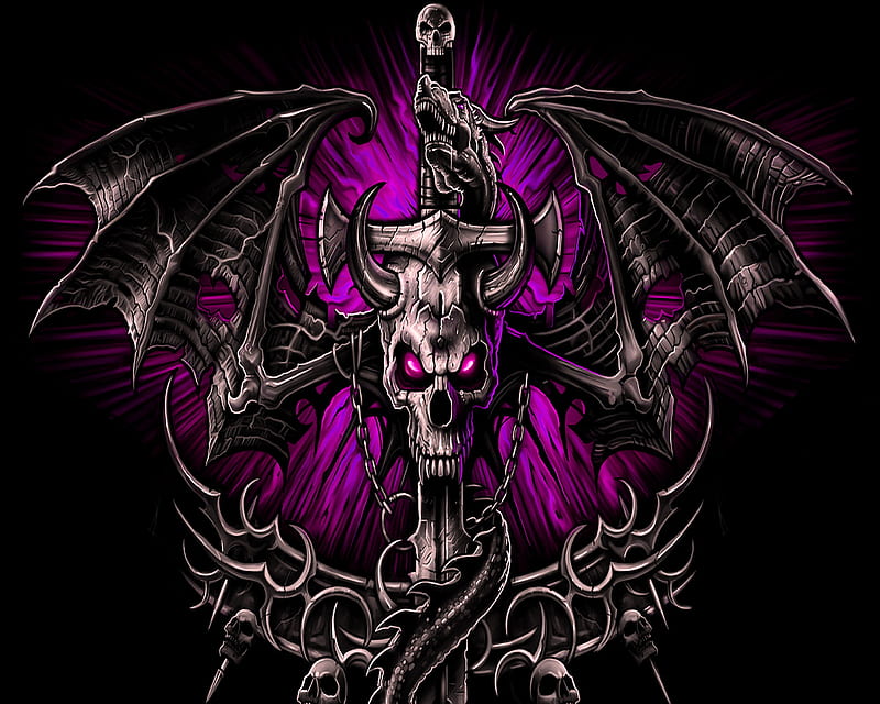Dragon Skull, purple, HD wallpaper