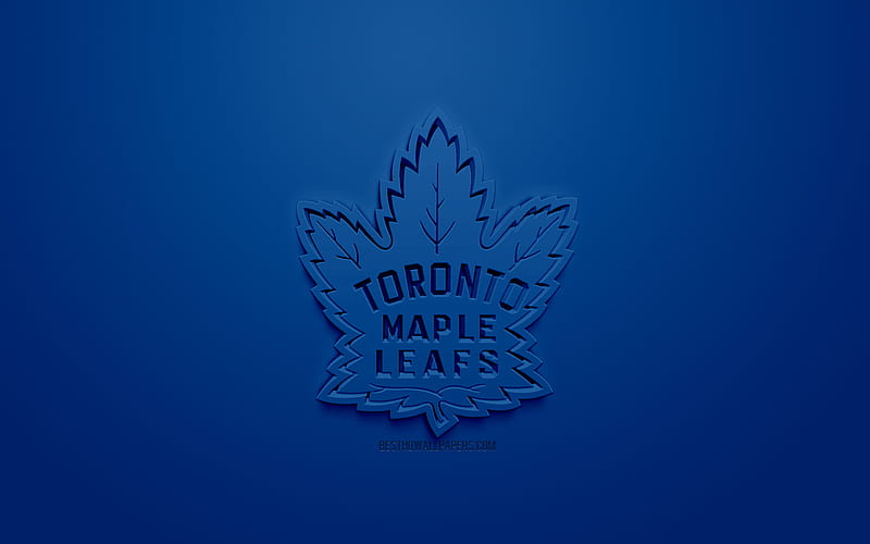 Toronto Maple Leafs, Canadian hockey club, creative 3D logo, blue background, 3d emblem, NHL, Toronto, Ontario, Canada, USA, National Hockey League, 3d art, hockey, 3d logo, HD wallpaper